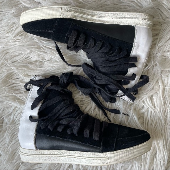 Jeffrey Campbell Enora Suede Leather Pointed Toe High Top Lace Up Sneaker Size 6 - Picture 4 of 12